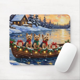 Yorkipoo Christmas Boat Holiday Mouse Mat