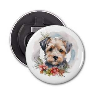 Yorkipoo Christmas Wreath Festive Pup Bottle Opener