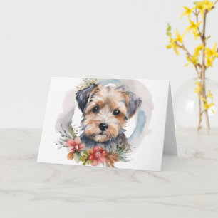 Yorkipoo Christmas Wreath Festive Pup Card