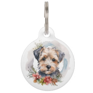 Yorkipoo Christmas Wreath Festive Pup Pet Tag