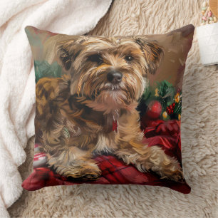 Yorkipoo Dog Christmas Festive Cushion