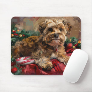 Yorkipoo Dog Christmas Festive Mouse Mat