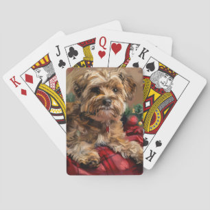 Yorkipoo Dog Christmas Festive Playing Cards