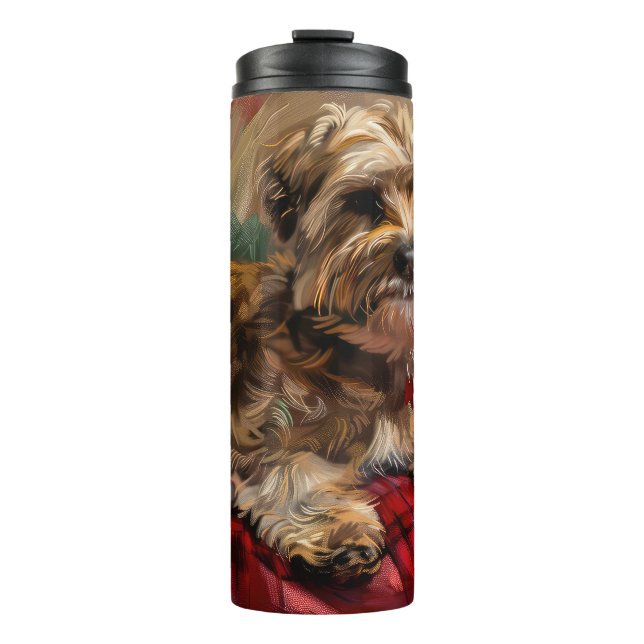 Yorkipoo Dog Christmas Festive Thermal Tumbler (Front)