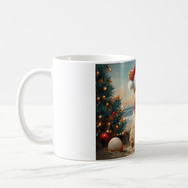 Yorkipoo Dog Christmas Vintage Beach Coffee Mug (Left)