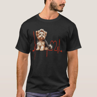 Yorkipoo Dog Heartbeat Funny Dog Mum & Dad T-Shirt