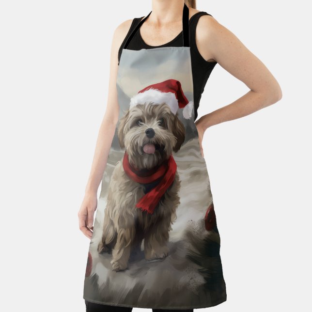 Yorkipoo Dog in Snow Christmas Apron (Insitu)