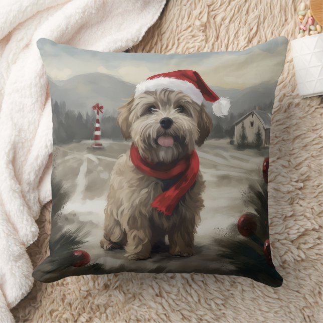 Yorkipoo Dog in Snow Christmas Cushion (Blanket)