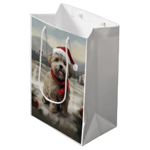 Yorkipoo Dog in Snow Christmas Medium Gift Bag