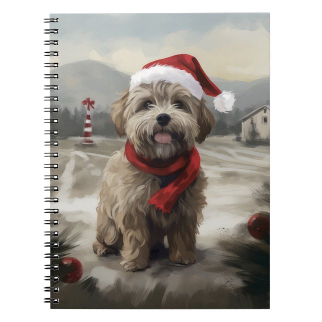 Yorkipoo Dog in Snow Christmas Notebook (Front)