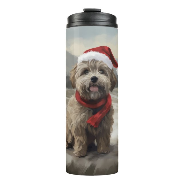 Yorkipoo Dog in Snow Christmas Thermal Tumbler (Front)