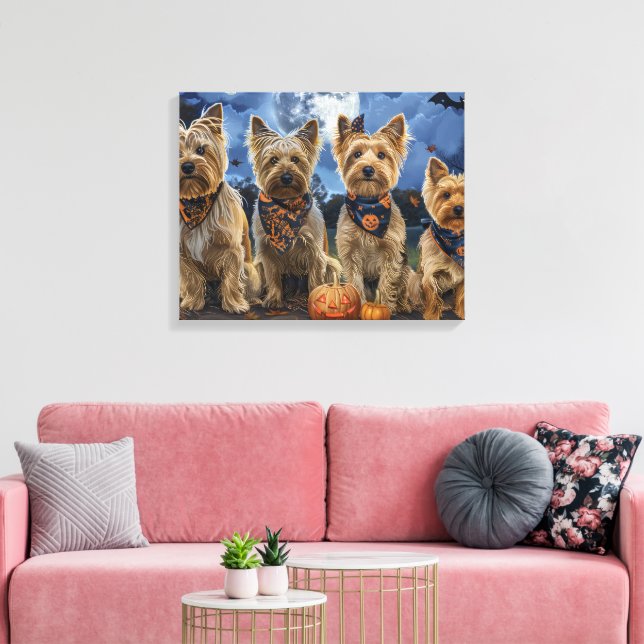 Yorkipoo Halloween Spooky  Canvas Print (Insitu(LivingRoom))