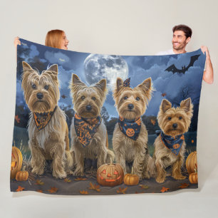 Yorkipoo Halloween Spooky  Fleece Blanket