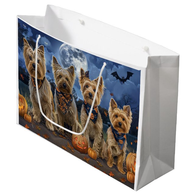Yorkipoo Halloween Spooky  Large Gift Bag (Front Angled)