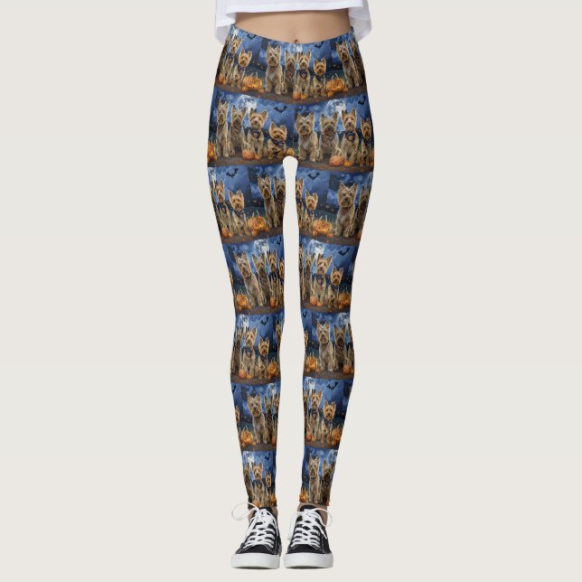 Yorkipoo Halloween Spooky  Leggings (Front)
