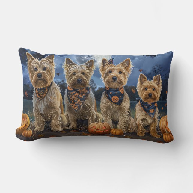 Yorkipoo Halloween Spooky  Lumbar Cushion (Front)