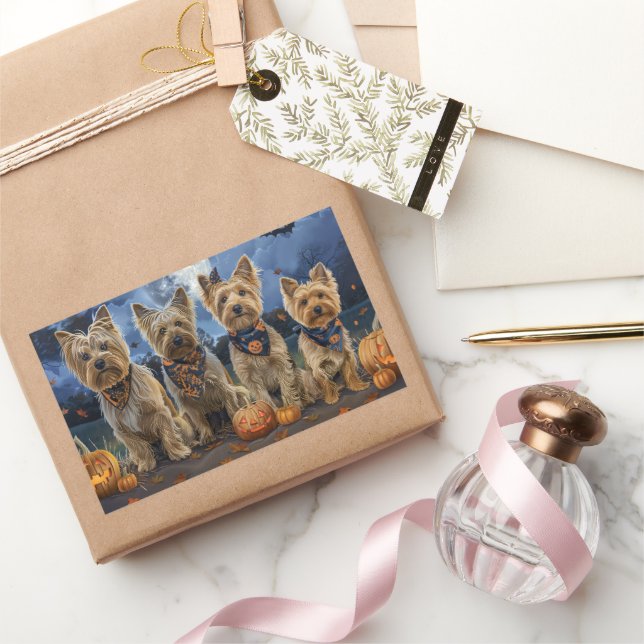 Yorkipoo Halloween Spooky  Rectangular Sticker (Gifting)