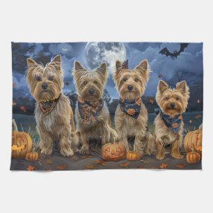 Yorkipoo Halloween Spooky  Tea Towel