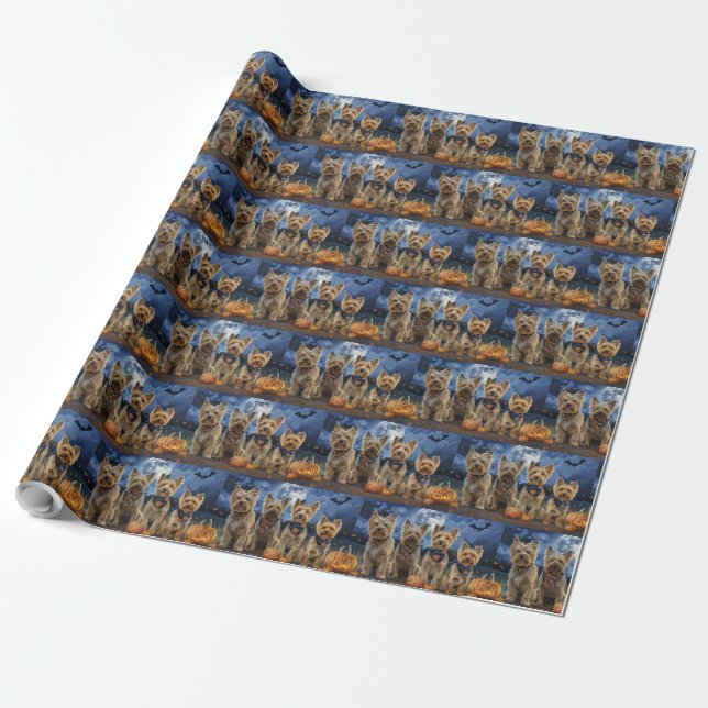 Yorkipoo Halloween Spooky  Wrapping Paper (Unrolled)