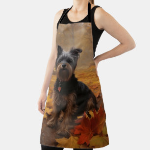 Yorkipoo in Autumn Leaves Fall Inspire Apron