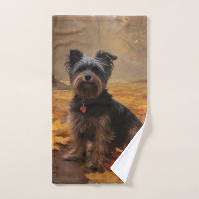Yorkipoo in Autumn Leaves Fall Inspire Bath Towel Set (Hand Towel)