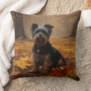 Yorkipoo in Autumn Leaves Fall Inspire Cushion