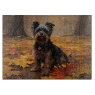 Yorkipoo in Autumn Leaves Fall Inspire Cutting Board