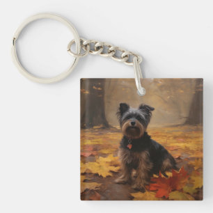 Yorkipoo in Autumn Leaves Fall Inspire Key Ring
