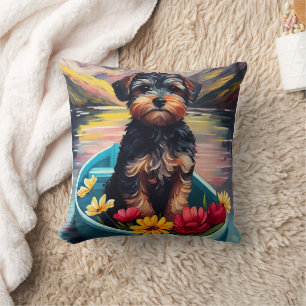 Yorkipoo on a Paddle: A Scenic Adventure Cushion