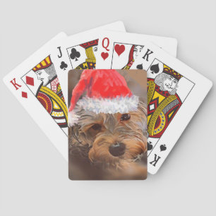 Yorkipoo playing cards Christmas theme