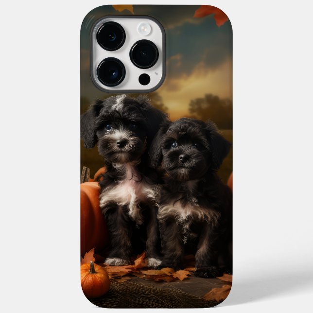 Yorkipoo Puppy Autumn Delight Pumpkin Case-Mate iPhone Case (Back)