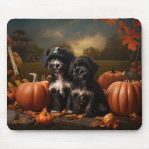 Yorkipoo Puppy Autumn Delight Pumpkin Mouse Mat