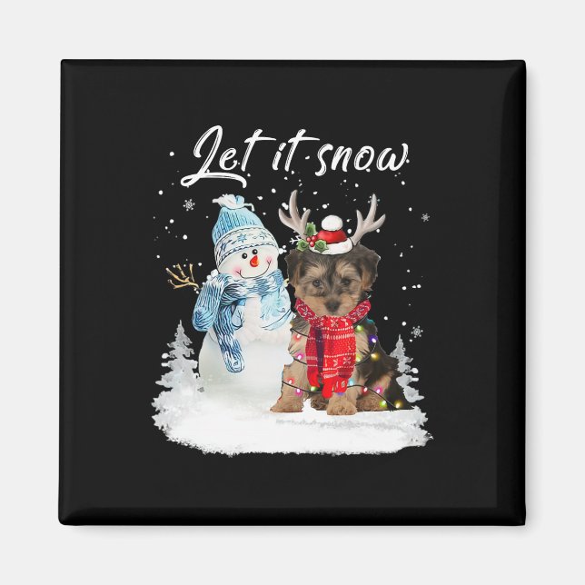 Yorkipoo Santa Dog Christmas Snowman Xmas Pajama 1 Magnet (Front)