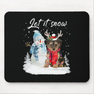 Yorkipoo Santa Dog Christmas Snowman Xmas Pajama 1 Mouse Mat