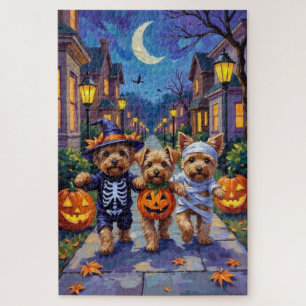 Yorkipoo Trick-or-Treating in Halloween Costumes Jigsaw Puzzle