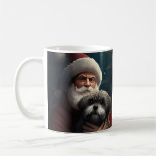 Yorkipoo With Santa Claus Festive Christmas Coffee Mug