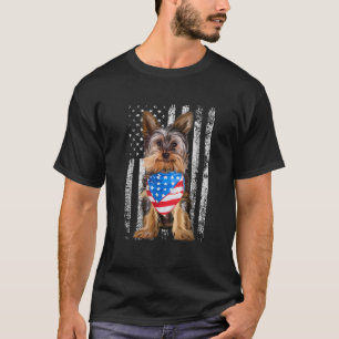 Yorkshire 4th of July Patriotic Yorkie America Fla T-Shirt