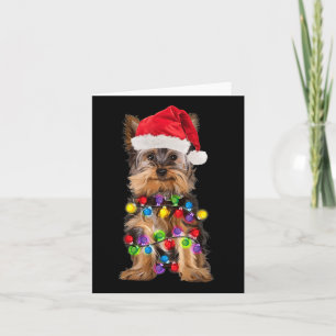 Yorkshire Christmas Yorkie Dog Santa Hat Christmas Card