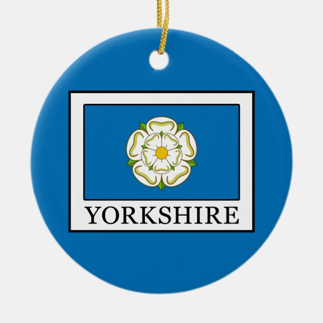Yorkshire County England Ceramic Tree Decoration (Front)