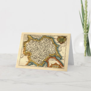 Yorkshire County England Old Antiquarian Atlas Map Card