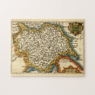 Yorkshire County England Old Antiquarian Atlas Map Jigsaw Puzzle