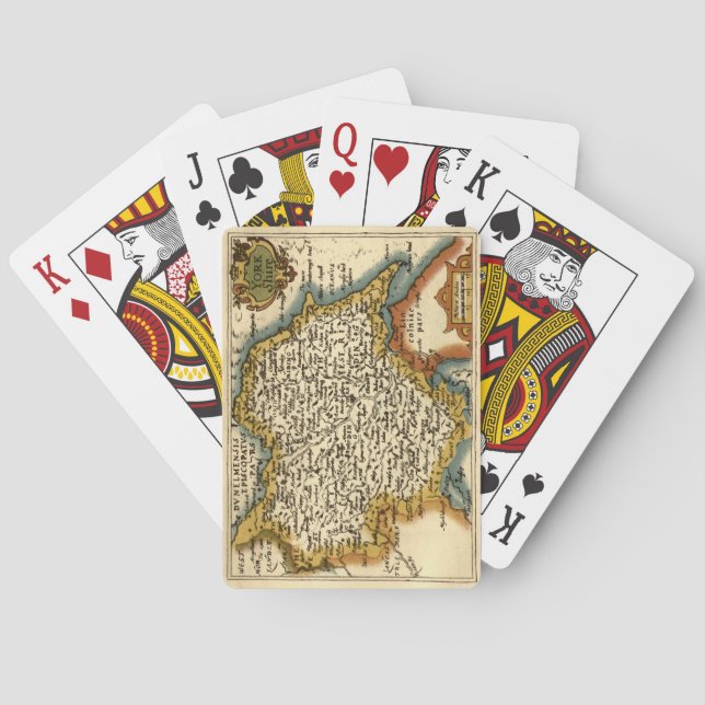 Yorkshire County England Old Antiquarian Atlas Map Playing Cards (Back)