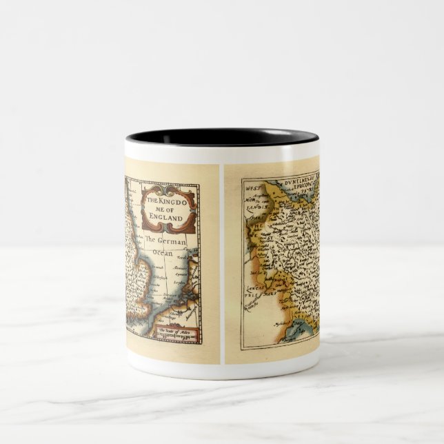 Yorkshire County England Old Antiquarian Atlas Map Two-Tone Coffee Mug (Center)