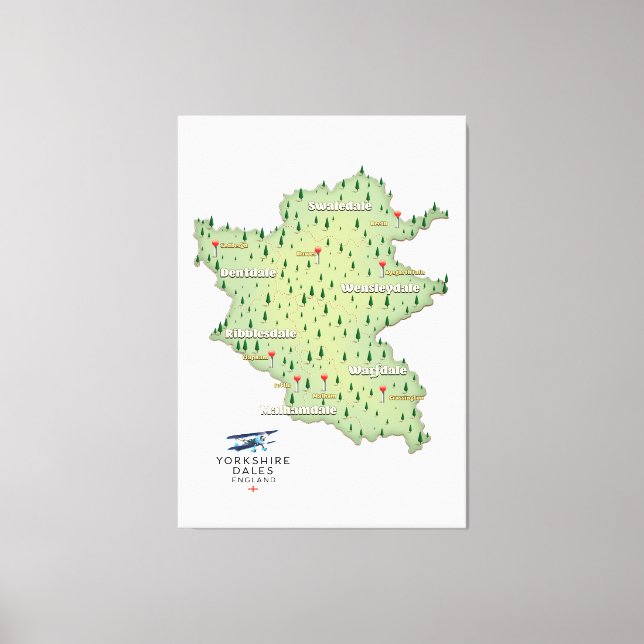 Yorkshire Dales England map Canvas Print (Front)