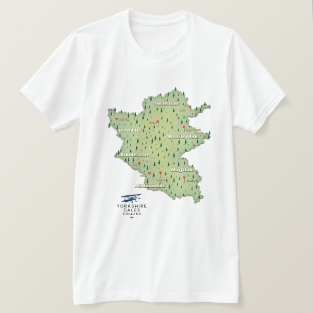 Yorkshire Dales England map T-Shirt (Design Front)