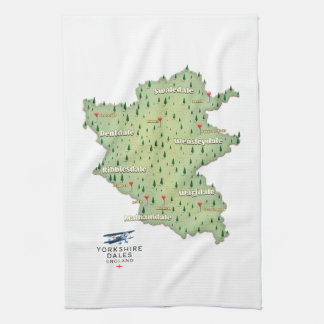 Yorkshire Dales England map Tea Towel