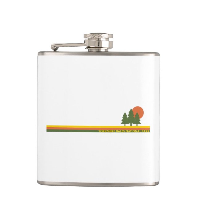 Yorkshire Dales National Park Pine Trees Sun Hip Flask (Front)