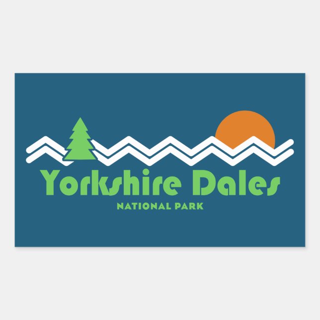 Yorkshire Dales National Park Retro Rectangular Sticker (Front)