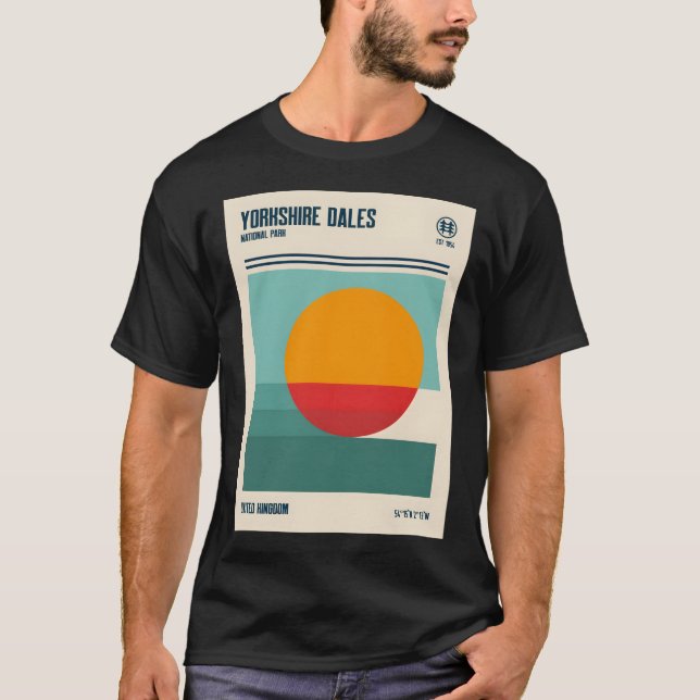 Yorkshire Dales National Park Retro Travel Art  T-Shirt (Front)