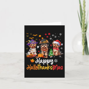 Yorkshire Dog Halloween Christmas Happy Hallothank Card